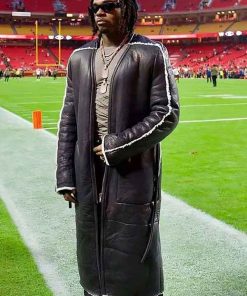 Shop Gunna X Monday Night Football Shearling Leather Coat