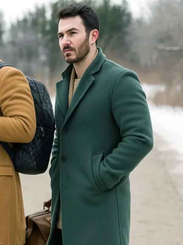 Shop Kevin Jonas A Very Jonas Christmas Movie 2025 Green Wool Coat