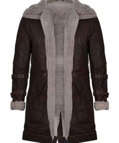 Shop Men Vintage Brown Shearling Leather Double Collar Coat