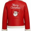 Buy Merry Christmas Red Shearling Santa Leather Jacket