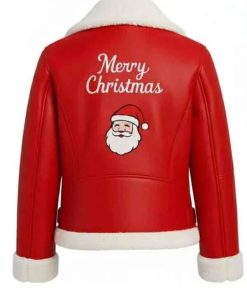 Buy Merry Christmas Red Shearling Santa Leather Jacket