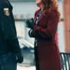Shop Mistletoe Murders S02 Sarah Drew Maroon Trench Coat