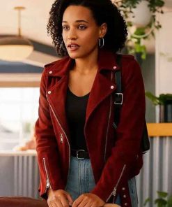 Shop Murder in a Small Town S02 Laila Jackson Suede Leather Jacket