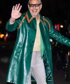 Buy NYC 2025 Jeff Goldblum Green Leather Coat