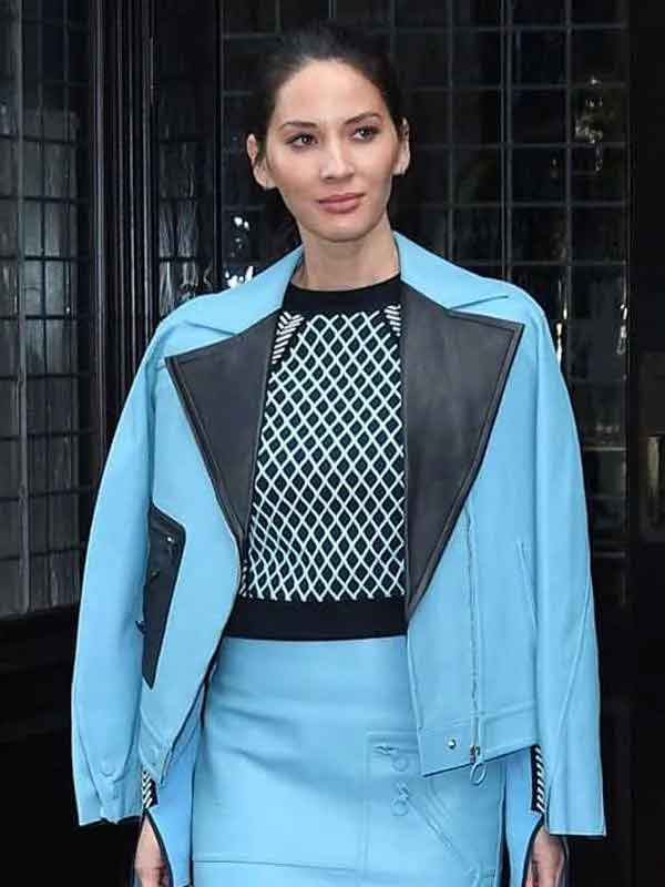 Shop Olivia Munn Blue Jacket