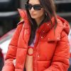 Buy Style New York City Emily Ratajkowski Orange Puffer Hooded Jacket