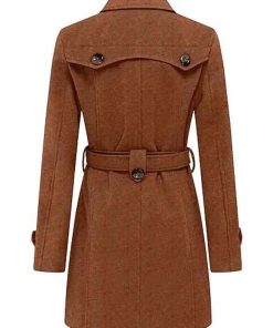 Shop Women Brown Double Breasted Winter Mid Length Coat
