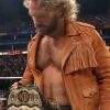 Shop AEW x NJPW Hangman Adam Page Brown Suede Leather Fringe Jacket