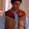 Shop Seth Cohen The O.C. Adam Brody Beige Puffer Vest