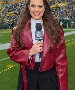 Shop Bridget Condon Maroon Leather Jacket