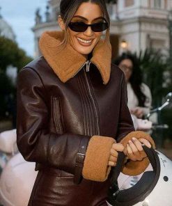 Buy Camila Coelho Shearling Leather Jacket