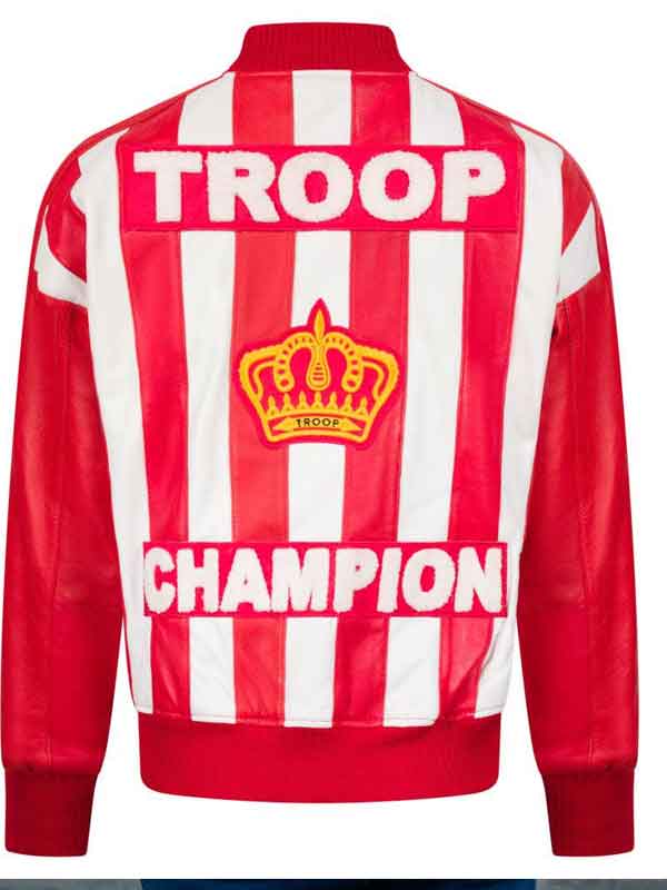 Shop Buy Champion Red Leather Troop Jacket For Sale