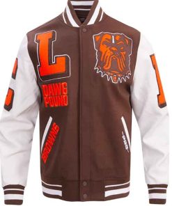 Shop Buy Cleveland Browns Mashup Rib Varsity WoolLeather Jacket Sale