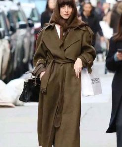 Shop Dakota Johnson Soho Trip Brown Trench Coat