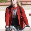Shop Elle Fanning Margo’s Got Money Troubles Margo Millet Red Fringe Leather Jacket