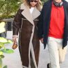Shop Gigi Hadid Shearling Brown Leather Coat