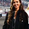 Shop Jessica Alba F1 Qatar Grand Prix 2025 Black Bomber Jacket