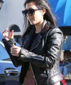 Shop Kourtney Kardashian Black Leather Jacket
