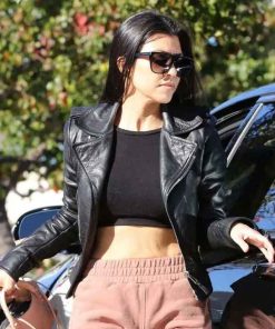 Buy Kourtney Kardashian Biker Leather Jacket