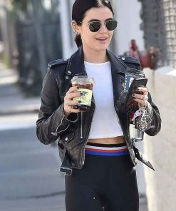 Buy Lucy Hale LA Black Biker Leather Jacket