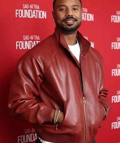 Buy Michael B. Jordan Maroon Leather Jacket