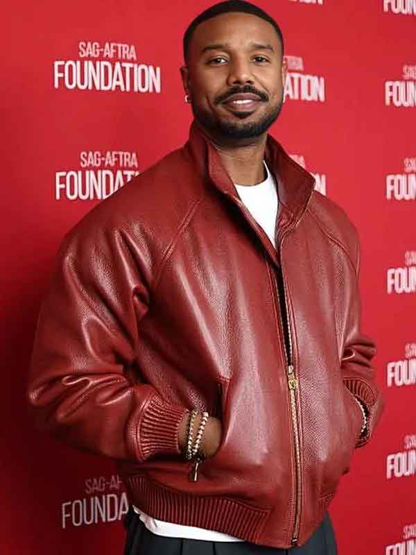 Buy Michael B. Jordan Maroon Leather Jacket