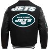 Shop NY Jets Mashup Rib Varsity Wool-Leather Jacket