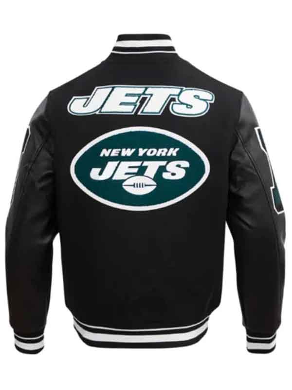 Shop NY Jets Mashup Rib Varsity Wool-Leather Jacket
