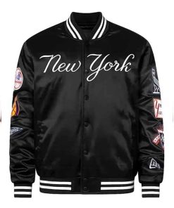 Shop Shop OVO x New Era x MLB New York Yankees Satin Black Varsity Jacket