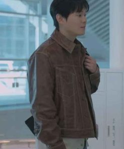 Shop Our Unwritten Seoul Ryu Kyung soo Brown Leather Jacket