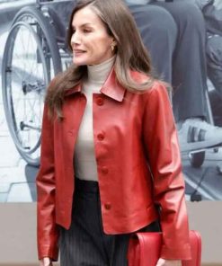 Shop Queen Letizia Awards Ceremony Leather Jacket