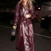 Shop Model Rosie Huntington-Whiteley Burgundy Trench Coat