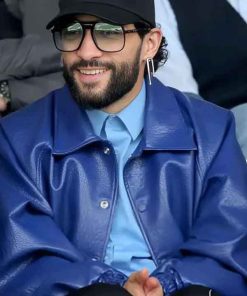 Buy Sofiane Pamart Blue Leather Jacket
