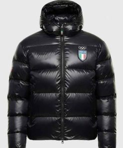 Shop Team Italy Olympics Black Puffer Jacket