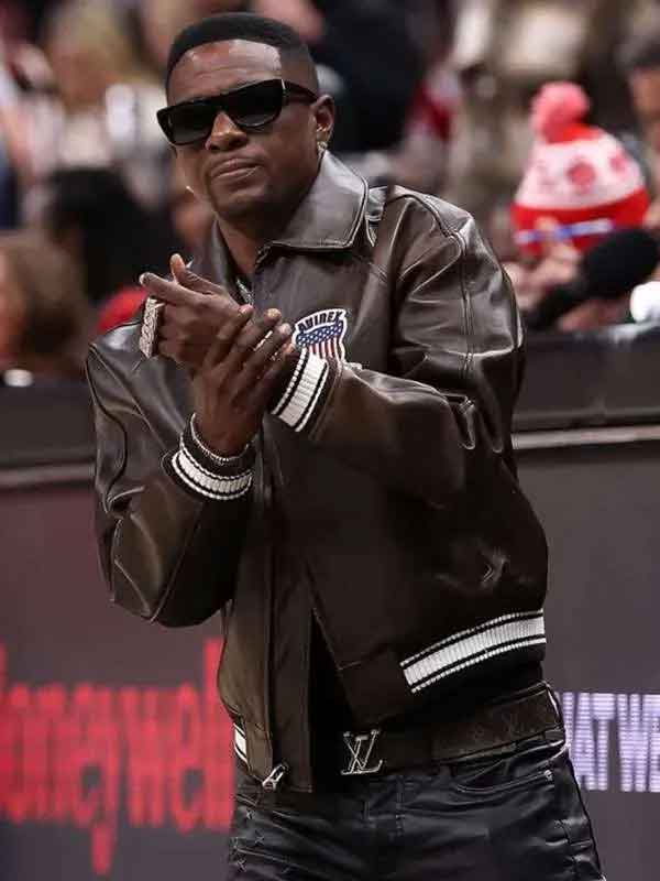 Shop Chicago v Atlanta Hawks Boosie Badazz Leather Jacket