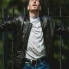Buy Gerard Kearns Waiting for the Out Bomber Leather Jacket