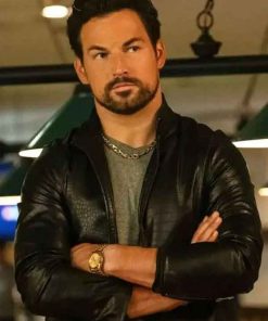 Shop Giacomo Gianniotti Wild Cards S03 Leather Jacket