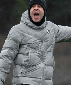 Shop Liam Rosenior Grey Puffer Jacket