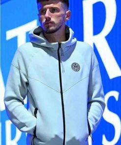 Shop Inter Milan Tech Fleece White Windrunner Zip-Up Hoodie