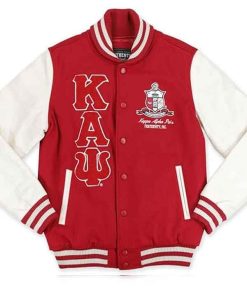 Shop Kappa Alpha Psi Red and White Varsty Jacket