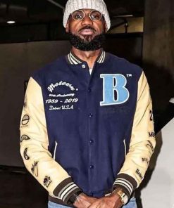 Buy LeBron James 60 Years Motown Blue and Beige Varsity Jacket