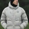 Shop Head Coach Liam Rosenior Grey Puffer Hooded Jacket