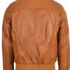 Shop Mens Plain Blank Tan Brown Bomber Leather Jacket