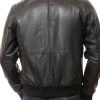 Shop Mens Quilted Shoulder Black Bomber Leather Jacket