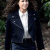 Buy Minnie Driver Run Away S01 Ingrid Greene Black Biker Wool Jacket