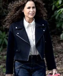 Buy Minnie Driver Run Away S01 Ingrid Greene Black Biker Wool Jacket