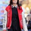 Buy Keith Haring Heart Face New York City Famke Janssen Red Varsity Jacket