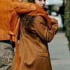 Buy Poppy People We Meet on Vacation Emily Bader Brown Wool Coat