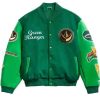 Shop Unisex Power Rangers Green Varsity Bomber Jacket