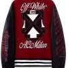 Shop AC Milan x Off-White Ruben Loftus-Cheek Maroon and Black Varsity Jacket